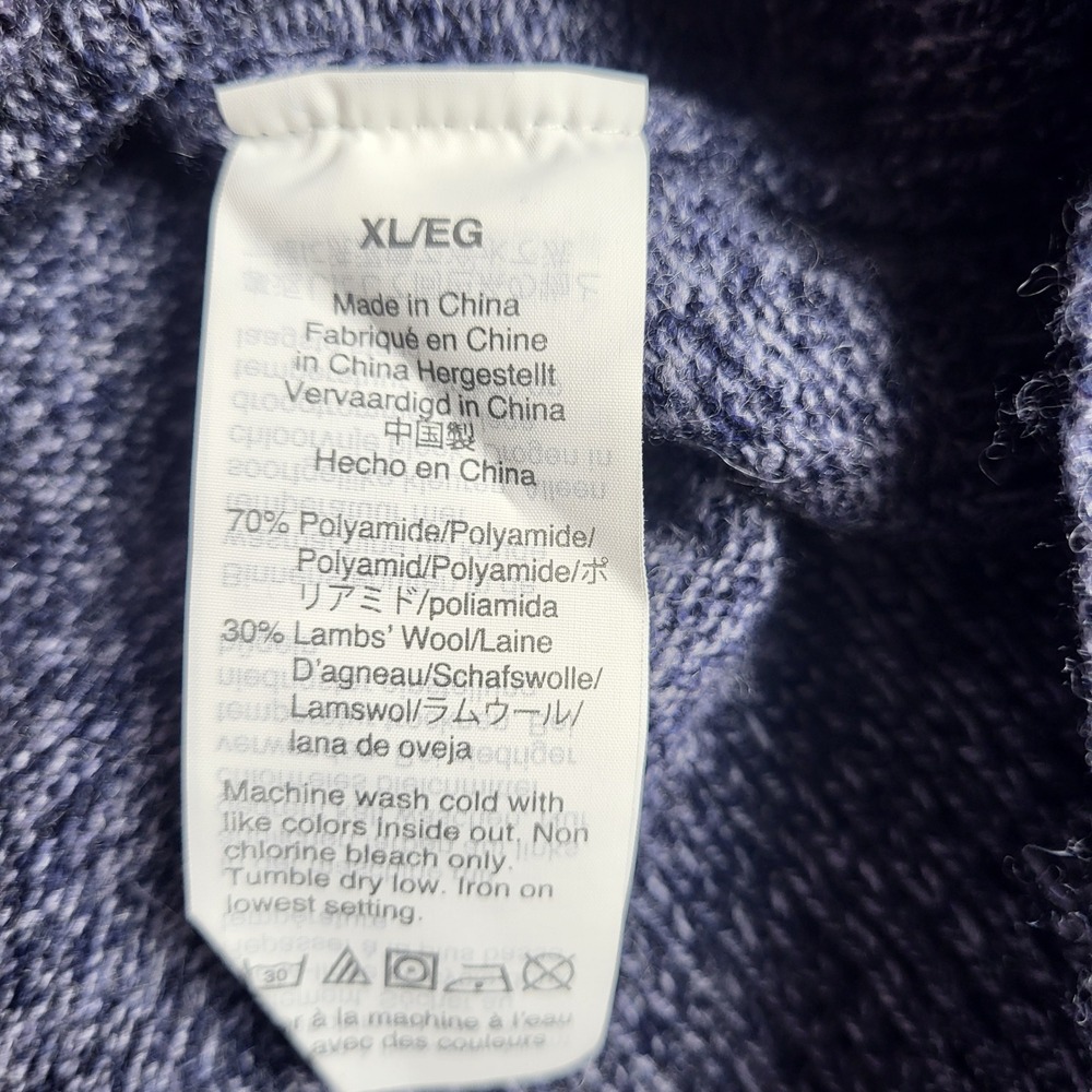 J. Crew Mens XL Blue Marled Shawl Collar Button Pullover Sweater Lambs Wool Mix - Picture 6 of 7